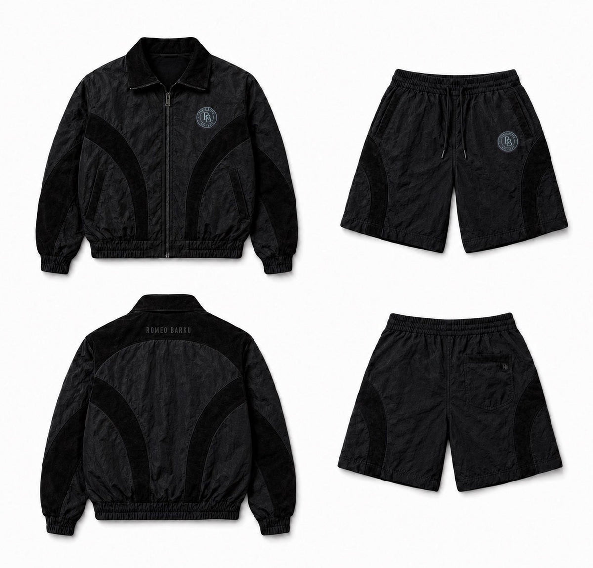 ROMEO BARKU RETRO RACING WINDBREAKER SET — PREORDER (black short)