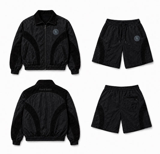 ROMEO BARKU RETRO RACING WINDBREAKER SET — PREORDER (black short)
