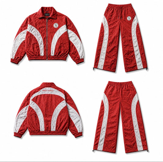 ROMEO BARKU RETRO RACING WINDBREAKER SET — PREORDER (long pants red)